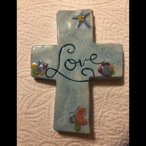 Love light blue Ceramic Cross.